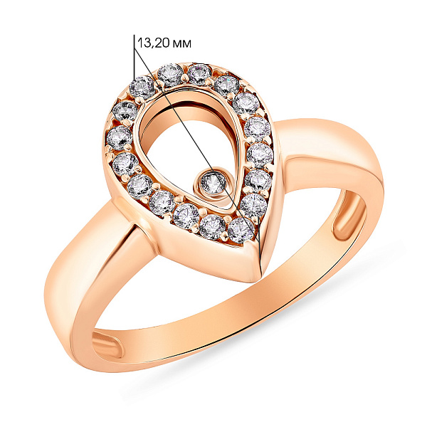 Кольцо из красного золота с фианитами (арт. 150853/1) – изображение 2