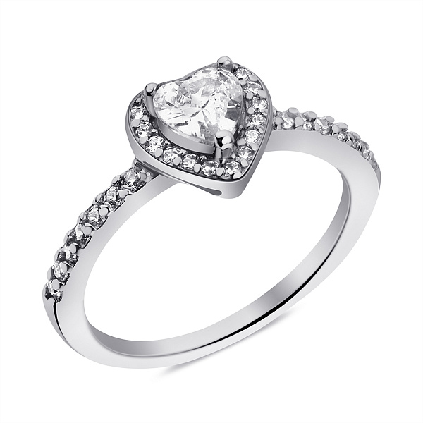 Серебряное кольцо Сердце с фианитами (арт. 7501/КК2Ф/281-16) – изображение 1