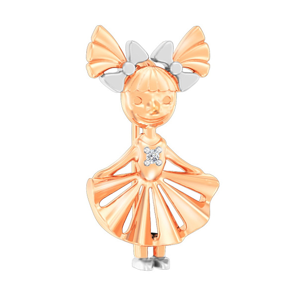 Золотая брошь «Девочка» с фианитом (арт. 360079) – изображение 1