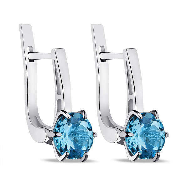 Сережки зі срібла з блакитним топазом (арт. 7502/483Пгсп) – зображення 1