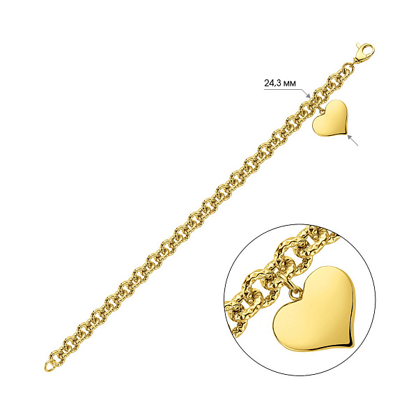 Браслет з жовтого золота з сердечком (арт. 3261020ж) – зображення 7