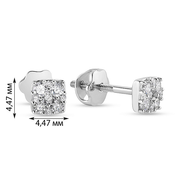 Пусеты из белого золота с бриллиантами (арт. С341268020б) – изображение 2