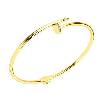 Браслет из желтого золота «Гвоздь» с фианитами (арт. 324145ж)