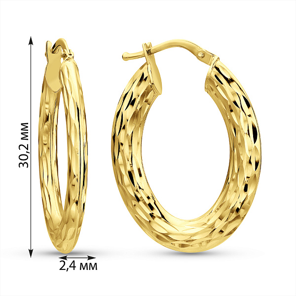 Золотые серьги-кольца без камней (арт. 1091901/30ж) – изображение 4