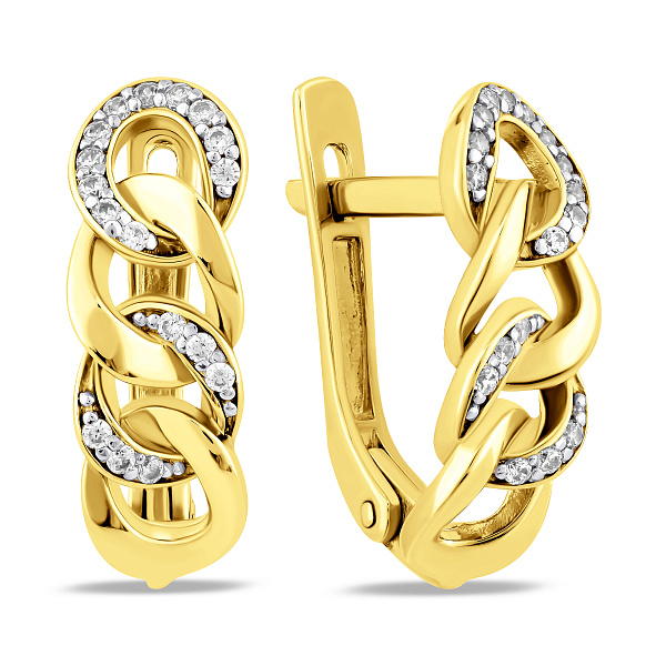 Сережки з жовтого золота Ланки з фіанітами (арт. 110311ж) – зображення 1