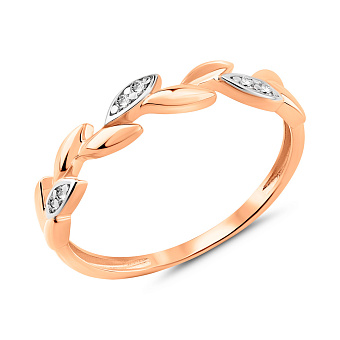 Золотое кольцо Веточка с бриллиантами (арт. К011787)