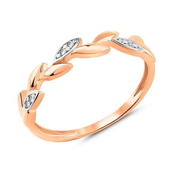 Золотое кольцо Веточка с бриллиантами (арт. К011787) – изображение 1