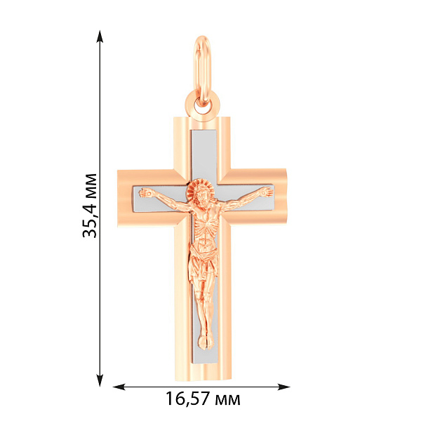 Натільний хрестик з червоного і білого золота (арт. 501638) – зображення 2