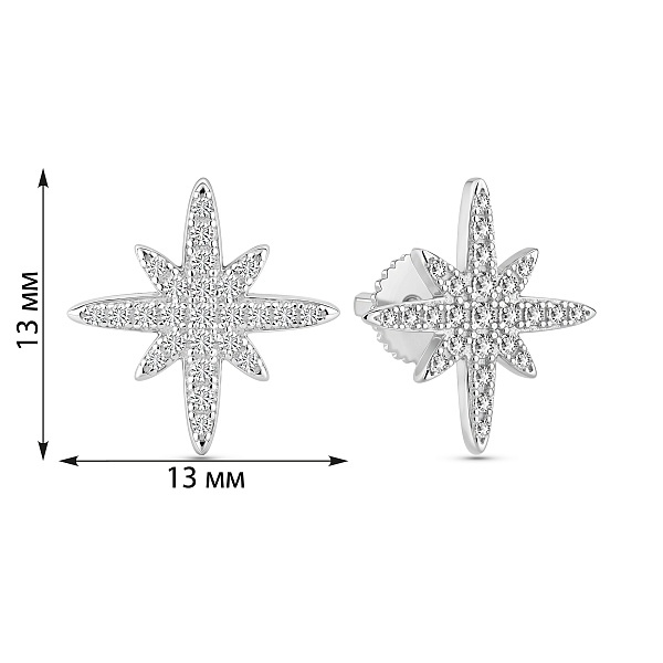 Серебряные серьги-пусеты Звезда с фианитами (арт. 7518/7254) – изображение 2