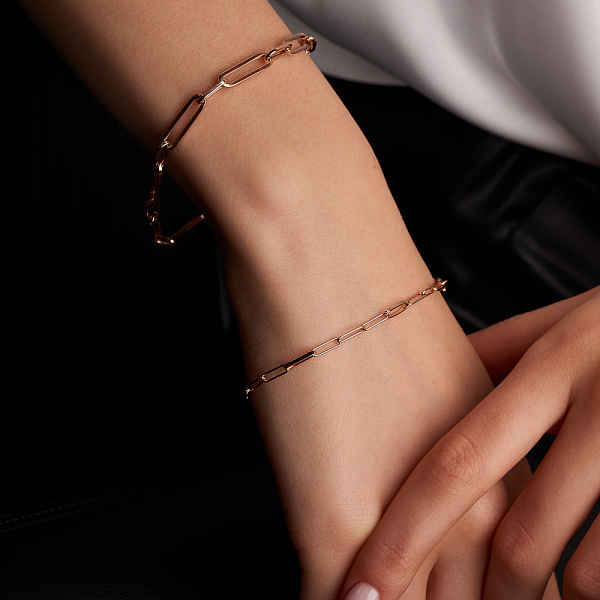 Золотий браслет "Ланки" в червоному кольорі металу (арт. 325421) – зображення 2