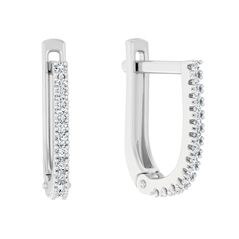 Серьги из белого золота с дорожкой из фианитов  (арт. 110850б)