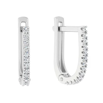 Серьги из белого золота с дорожкой из фианитов  (арт. 110850б)