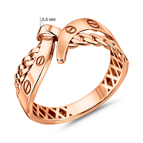 Кольцо из красного золота без камней (арт. 156782) – изображение 5