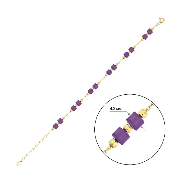 Серебряный браслет с ониксом и желтым родированием (арт. 7509/3948жоф) – изображение 2