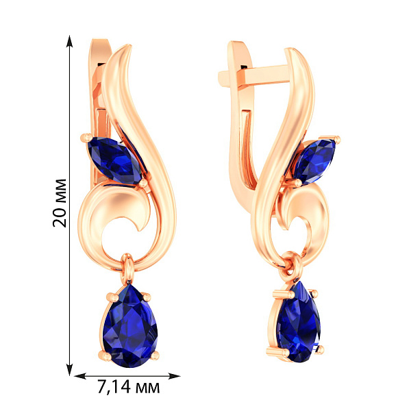 Золоті сережки з сапфіром (арт. 111133Пс) – зображення 3
