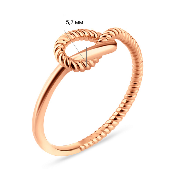 Золотое кольцо "Узелок" без камней (арт. 155591) – изображение 4