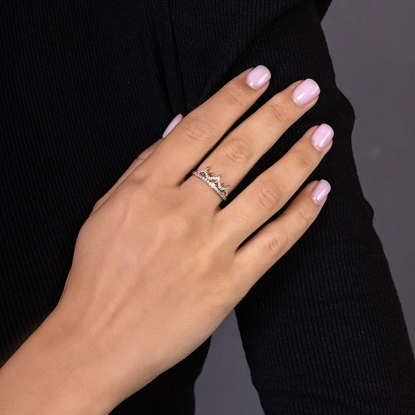 Кольцо Корона из красного золота (арт. 140876) – изображение 3