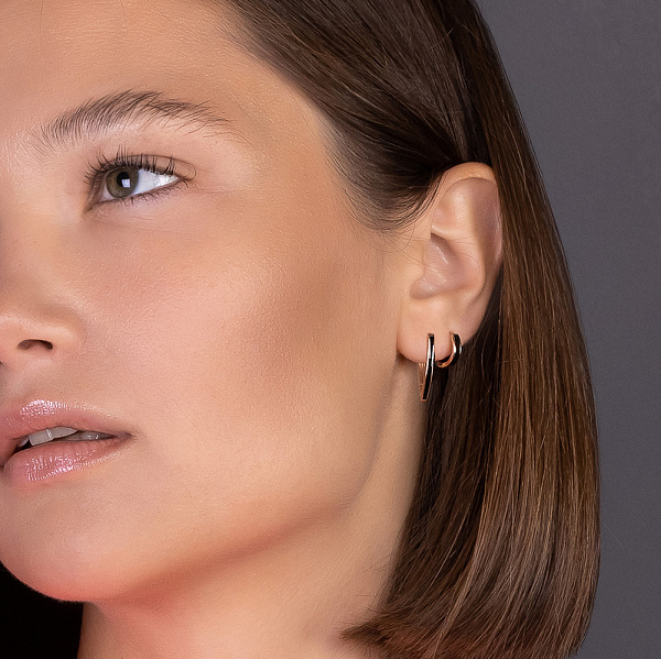 Серьги-кольца из красного золота с эмалью (арт. 110653ч) – изображение 2