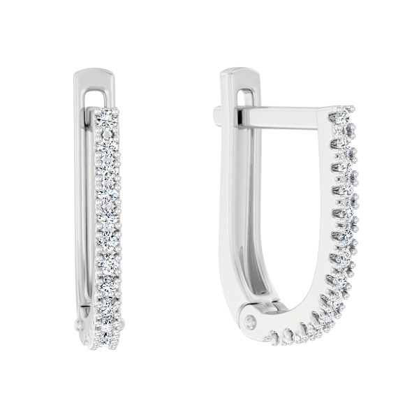 Серьги из белого золота с дорожкой из фианитов  (арт. 110850б) – изображение 1