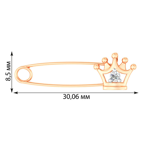 Золотая булавка Корона с фианитом (арт. 360101) – изображение 3