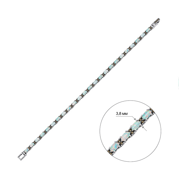 Срібний браслет з опалом (арт. 7409/4835мркПоб) – зображення 2