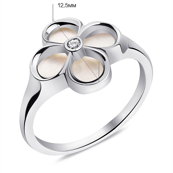 Серебряное кольцо с перламутром и фианитом (арт. 7501/6815п) – изображение 2