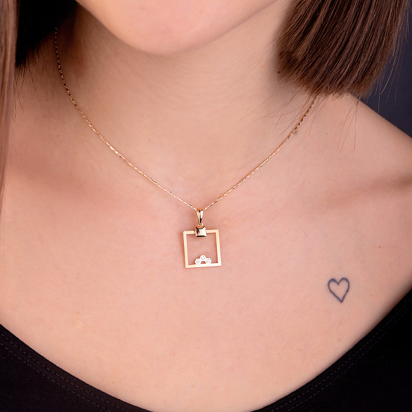 Кулон из красного золота с фианитами (арт. 424711) – изображение 2