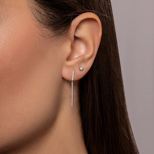 Довгі золоті сережки з діамантами (арт. Т011670010б) – зображення 4