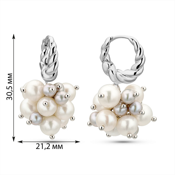 Серебряные серьги с жемчугом (арт. 7502/2183655жбср) – изображение 3