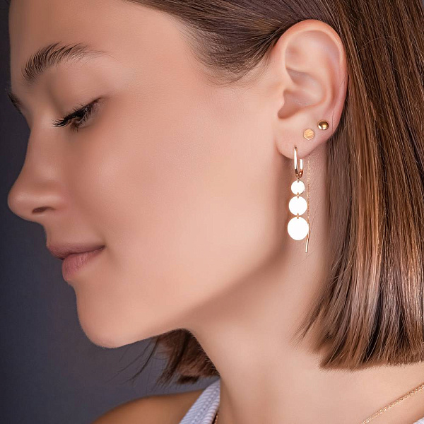 Золотые серьги-подвески "Монеты" (арт. 110993) – изображение 2