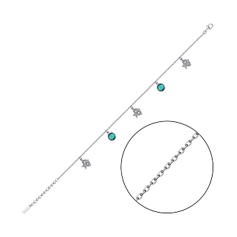 Фото Срібний браслет на ногу з альпінітами і фіанітами (арт. 7509/4002наз)