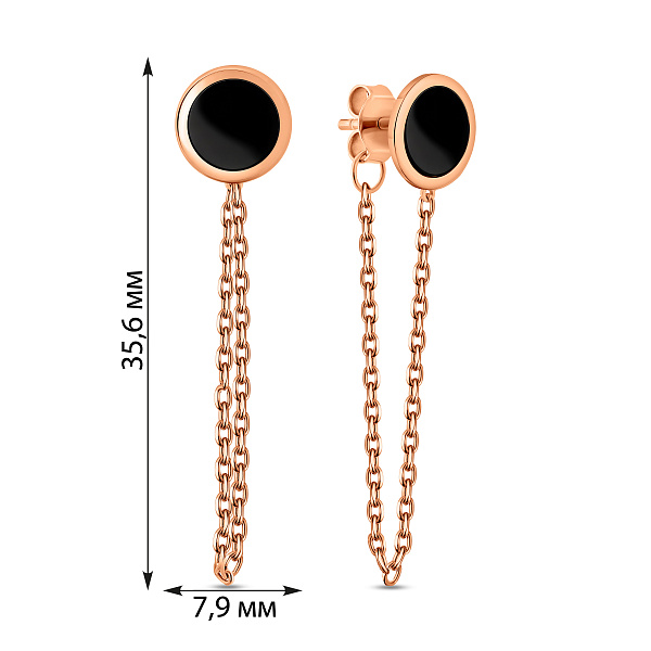 Золоті сережки Лýна з емаллю (арт. 110027ч) – зображення 2