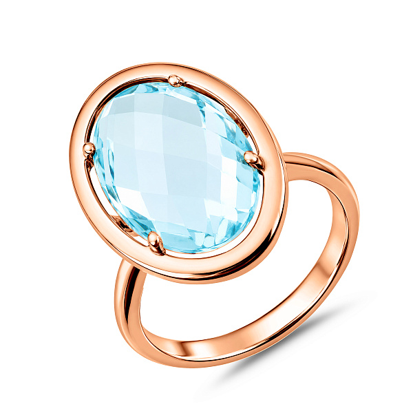 Золотое кольцо с голубым кварцем (арт. 151964) – изображение 1