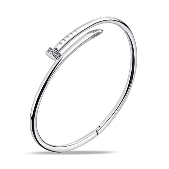 Жесткий браслет из серебра с фианитами (арт. 7509/3066)