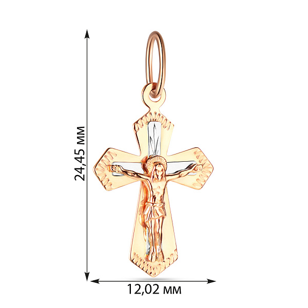 Нательный крестик с распятием из красного золота (арт. 521021н) – изображение 2