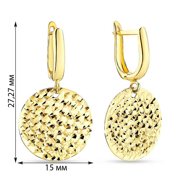 Сережки-підвіски «Монети» з жовтого золота (арт. 107421/15ж) – зображення 2