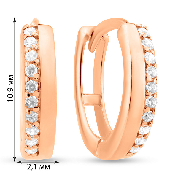 Сережки-кільця золоті з фіанітами (арт. С-АНГ8-11) – зображення 2