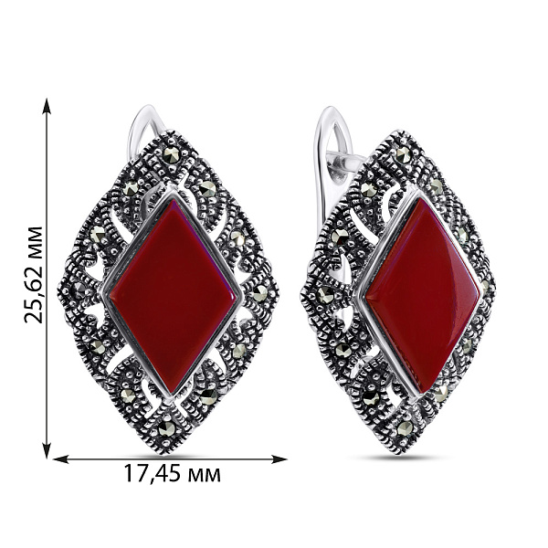 Сережки серебряные с сердоликом (арт. 7402/3752мркСрд) – изображение 2