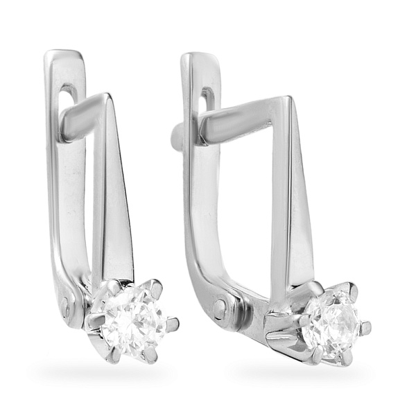 Сережки з білого золота з фіанітами  (арт. Т110104б) – зображення 1