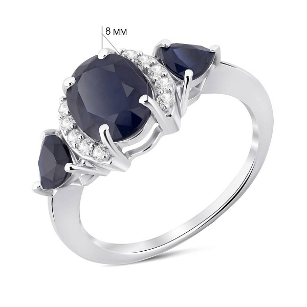 Серебряное кольцо с сапфирами и фианитами (арт. 7501/2098386Спс) – изображение 2