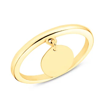 Каблучка "Монета" з жовтого золота з підвіскою (арт. 154784ж)