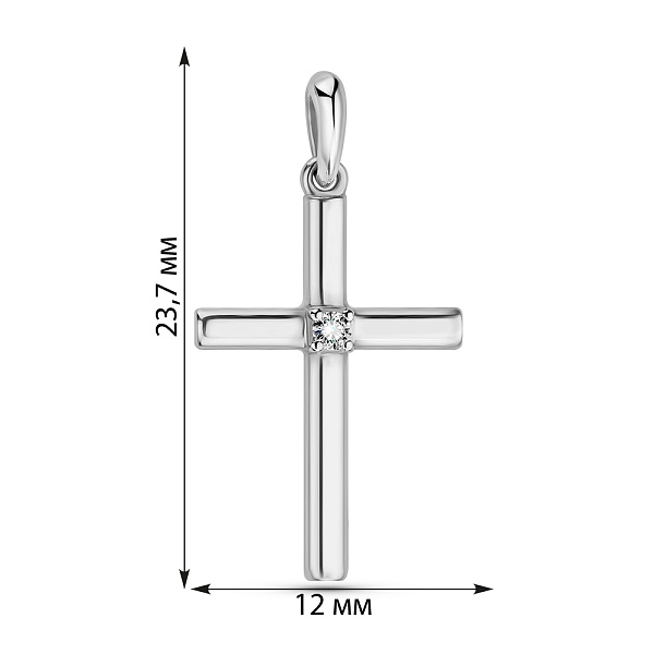 Хрестик з білого золота з діамантом (арт. 3103637202) – зображення 2