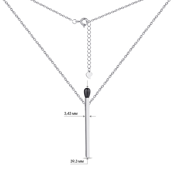 Серебряное колье "Спичка" с эмалью (арт. 7507/1598еч) – изображение 3