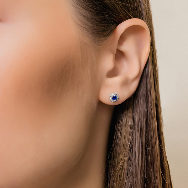 Серьги из белого золота с сапфиром и бриллиантами (арт. 2109848202с) – изображение 2