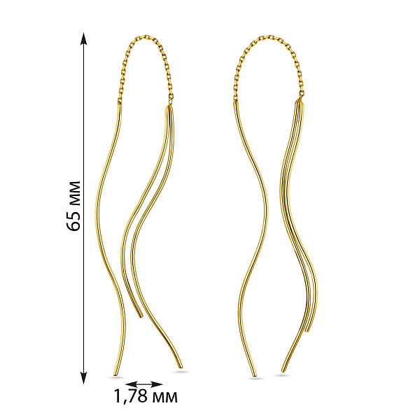 Золотые серьги протяжки без камней (арт. 108268ж) – изображение 4