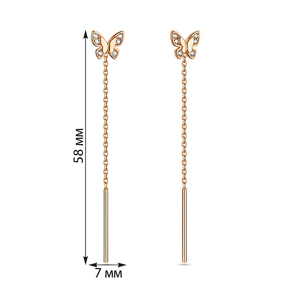 Серьги из красного золота с фианитами (арт. 110911) – изображение 4