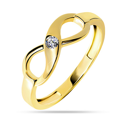 Золотое кольцо «Бесконечность»  с фианитом  (арт. 140754ж)