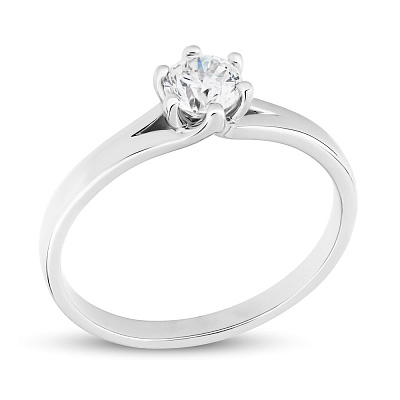 Золотое кольцо в белом цвете металла с бриллиантом  (арт. К011164030б)
