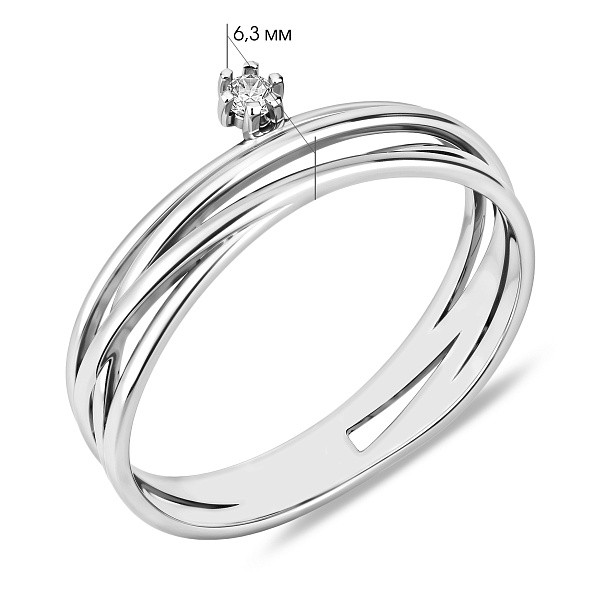 Каблучка Синергія з білого золота з фіанітом (арт. 140763б) – зображення 2