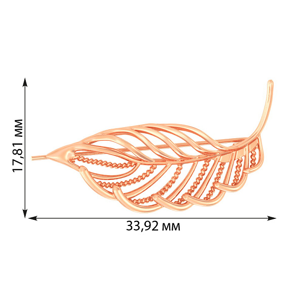 Золота брошка «Листочок» (арт. 360030) – зображення 3